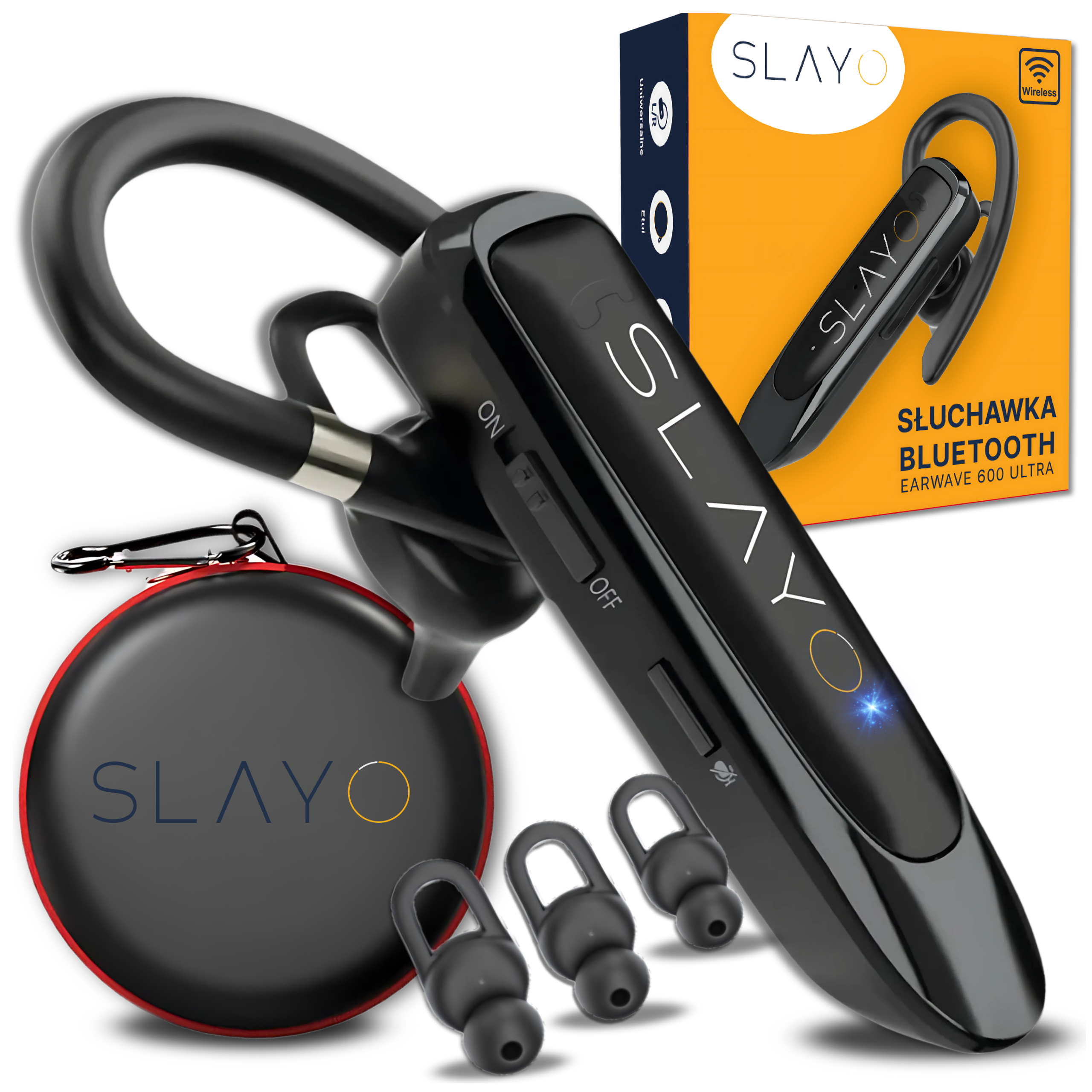 Słuchawka Bluetooth Slayo EarWave 600 Ultra – Dla Kierowców, Redukcja Szumów CVC 8.0, Bluetooth 5.3, Bateria 30h